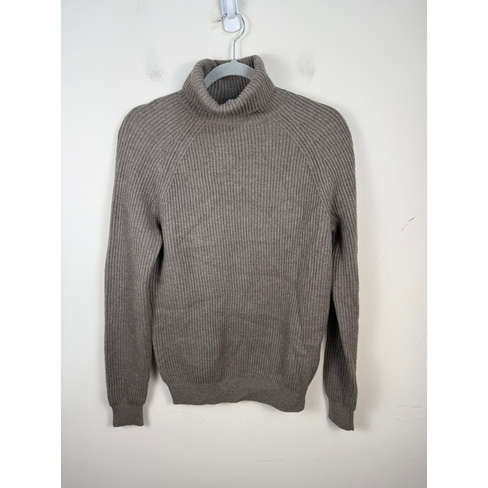 Suitsupply Wool Cashmere Ribbed Turtleneck Sweater Taupe Brown Mens XS